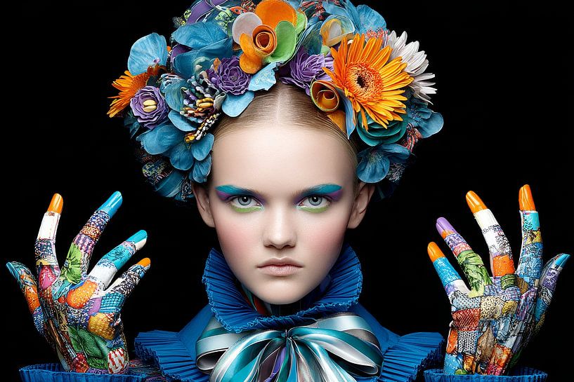 femme avec des fleurs par Egon Zitter