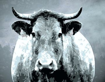 Stoere koe met horens - abstract van Anna Marie de Klerk