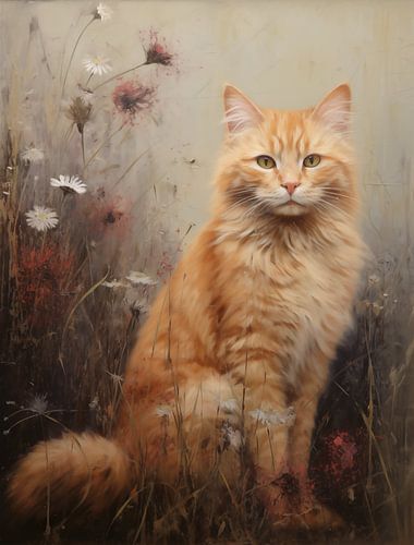 Kater in Bloemenveld