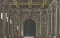 Bühnenbild für die Tragödie 'Die Braut von Messina', Friedrich Jügel, nach Karl Friedrich Schinkel. von Meisterhafte Meister Miniaturansicht