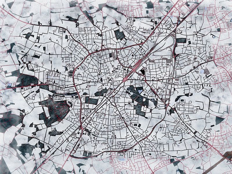 Map of Gütersloh with the style 'White Winter' by Maporia