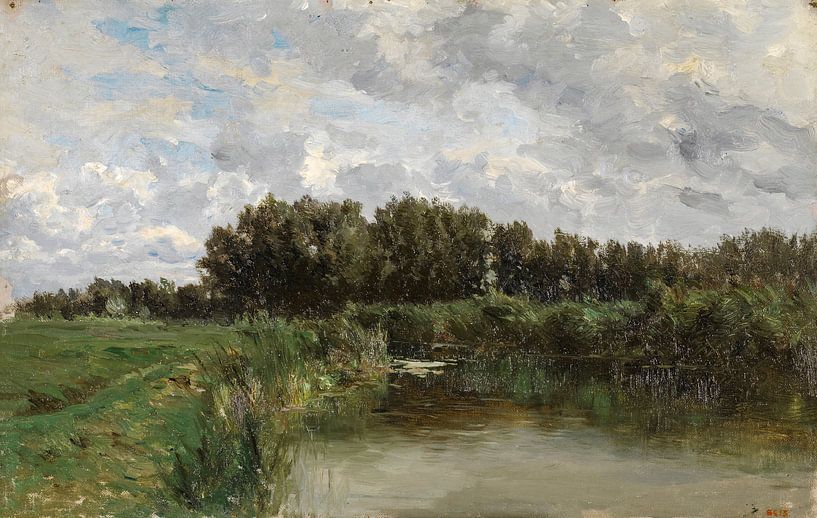 Carlos de Haes - Wilde Graslandschaft am Fluss, Antike Landschaft von finemasterpiece