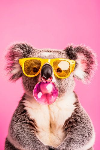 Koala met zonnebril en kauwgom