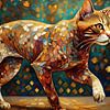 Bunte Katze als Mosaik von Patricia Hofmeester