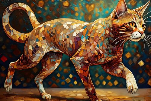 A colourful cat as a mosaic