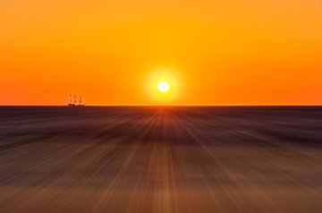 Coucher de soleil sur la mer du Nord sur Frank Kremer