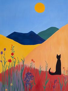 Katze in der Blumenwiese