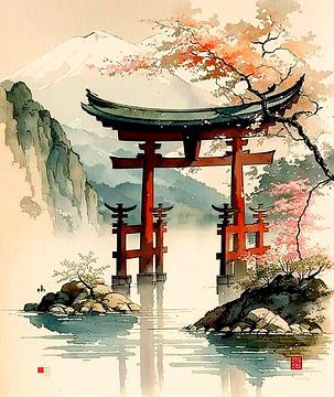 Torii, Japanese gateway to shrine by Peet de Rouw