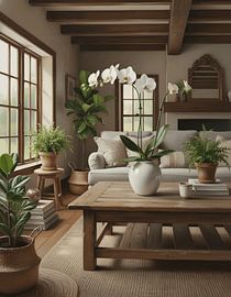 Phalaenopsis-Orchidee in einer weißen Keramikvase von Regan Frederick