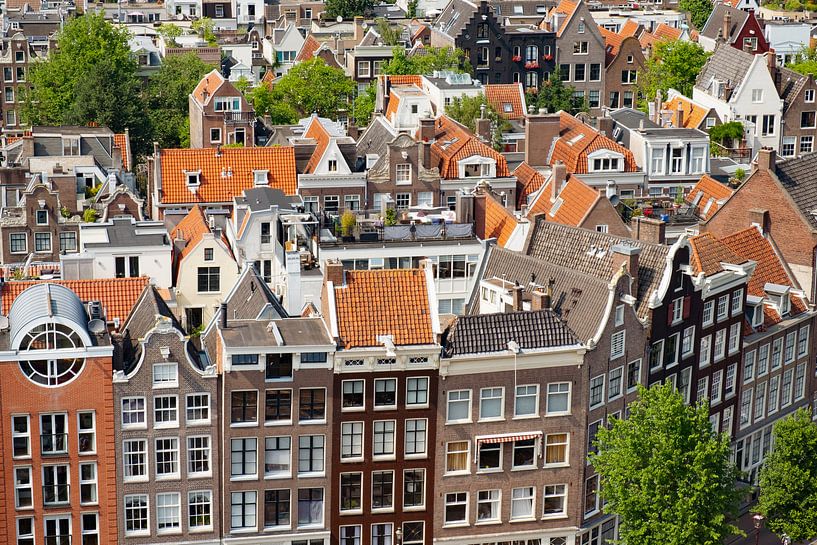 Panoramablick über das frühlingshafte Amsterdam an der Prinsengracht von Sjoerd van der Wal Fotografie