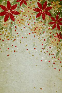 Kerstbloemen in Handgeschilderd Patroon met Vintage Uitstraling