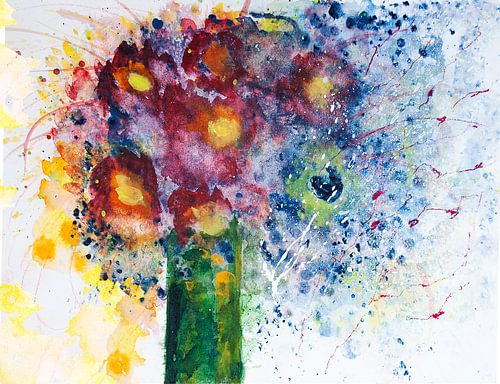 Colourful bouquet blue yellow