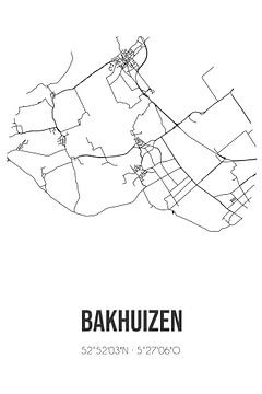 Bakhuizen (Fryslan) | Landkaart | Zwart-wit van MijnStadsPoster