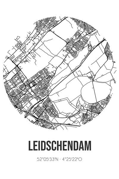Leidschendam (Zuid-Holland) | Landkaart | Zwart-wit van Stad & Wand