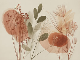 Abstract Botanical Wall Art – Dried Wildflowers in Warm Earthy Tones by Alfonz