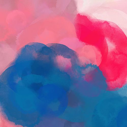 Dromerige werelden. Kleurrijke kunst in kobaltblauw, neonroze en wit