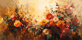 Symfonie van kleuren: abstracte bloemenpracht van Artsy