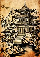 Japanische Pagode Illustration