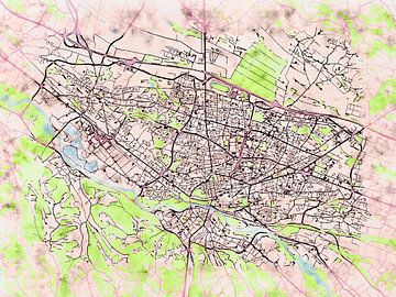 Kaart van Pau in de stijl 'Soothing Spring' van Maporia