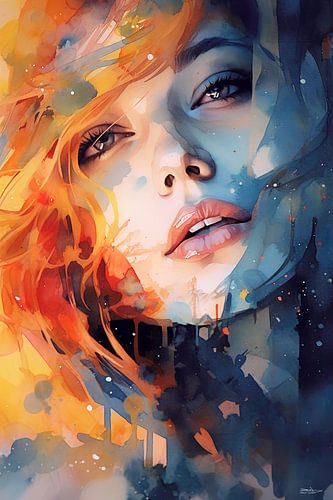 abstract aquarel van een meisje/vrouw
