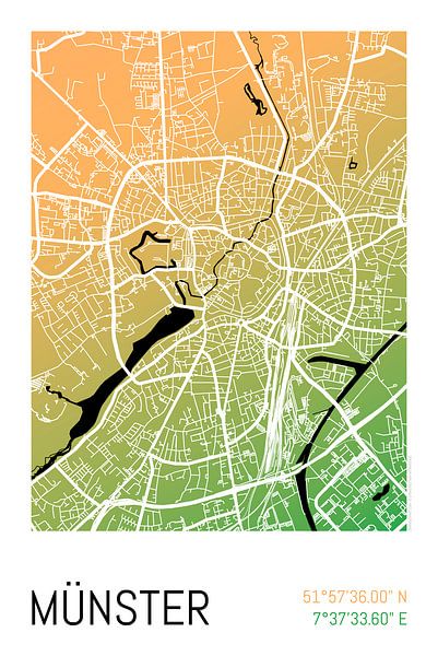 Münster – City Map Design Stadtplan Karte (Farbverlauf) von ViaMapia