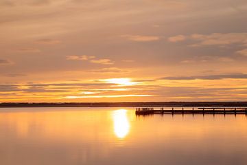 Sunset at the jetty by Louise Poortvliet