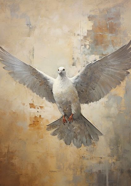 Pigeon in Flight by Wonderful Art