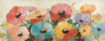 Bloemen | Abstract Veld met Kleurrijke Bloemen van De Mooiste Kunst