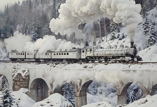 White steam locomotive