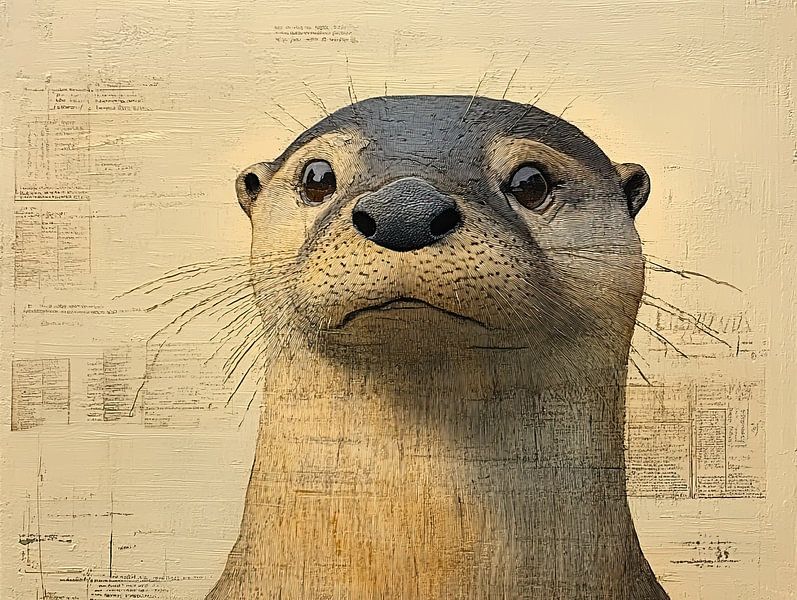 Otter | Happy Otter With Earth Shades by Modern Collection