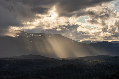 Sunbeams breaking through the clouds