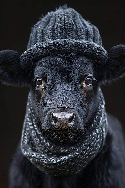 Calf with hat and scarf by Art & Soul Creations