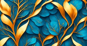 Goud met blauwe bladeren van Mustafa Kurnaz