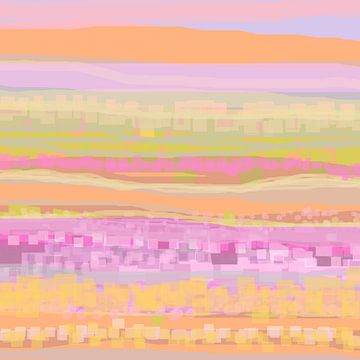 Geometrisch landschap met rechthoeken en cirkels 2 van Claudia Gründler
