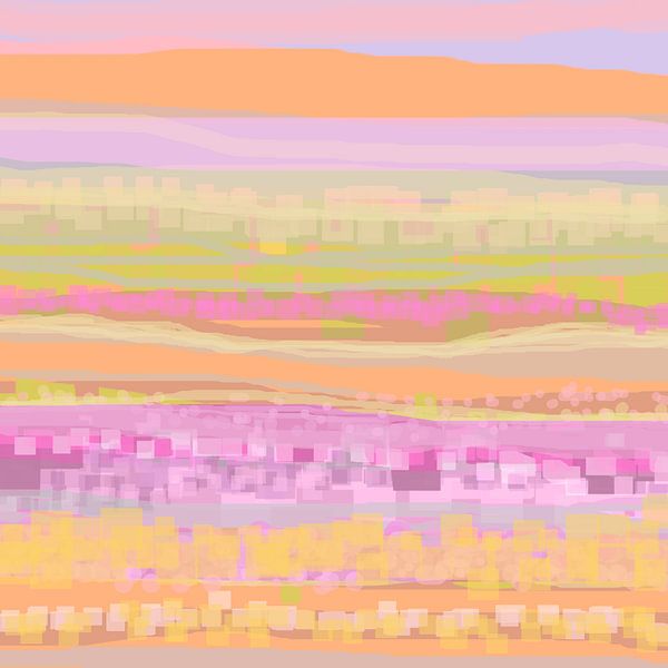 Geometric landscape with rectangles and circles 2 by Claudia Gründler