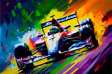 Impressionistisch schilderij met raceauto. Deel 1 van Maarten Knops