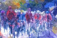 Tour de France wielrenners fietsen in regen van Paul Nieuwendijk thumbnail
