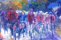 Tour de France wielrenners fietsen in regen