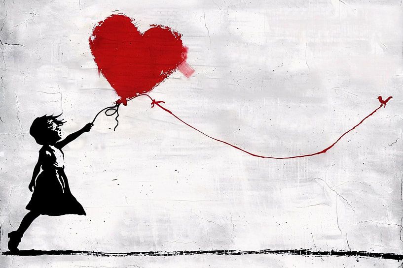 Girl releases a heart-shaped balloon by Imperial Art House
