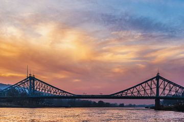 Elbe Bridge "Blue Wonder", Dresden by Gunter Kirsch