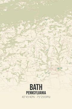 Carte ancienne de Bath (Pennsylvanie), USA. sur Rezona