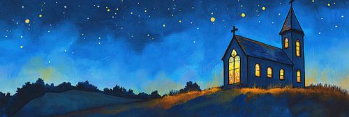 Church in Nightlight by Wonderful Art