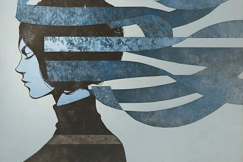 Portrait de femme | Striped Silence par Art Merveilleux