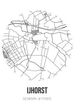 IJhorst (Overijssel) | Karte | Schwarz und Weiß von Rezona