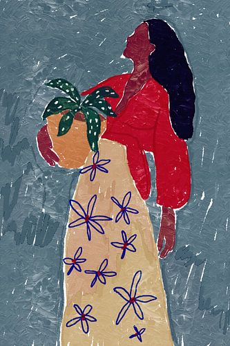 Illustration moderne : portrait aux couleurs chaudes