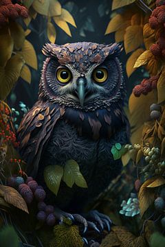 Portrait of an owl by Digitale Schilderijen