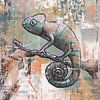 Kleurig kunstwerk kameleon van Emiel de Lange