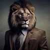 Portrait of a lion in suit by Digitale Schilderijen