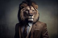 Portrait of a lion in suit by Digitale Schilderijen thumbnail