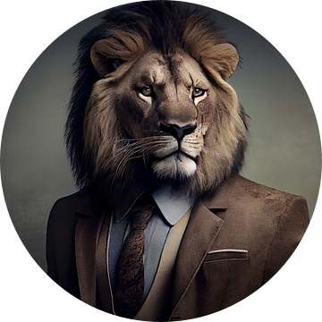 Portret van een leeuw in pak van Digitale Schilderijen